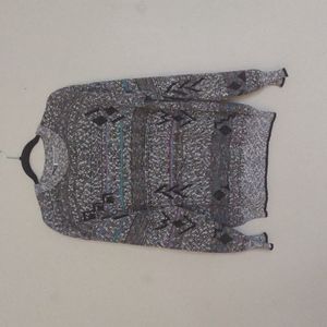 Method sweater Size XL. Ramie/linen/cotton blend grey/multi-color. Sz XL